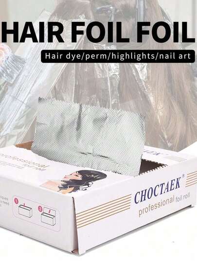 200 Sheets Professional Embossed Aluminum Foil - Pop-Up Dispenser, 12x17cm For Hair Coloring, Perm & Highlighting Services