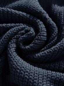 Comfortcana Plus Solid Spring Ribbed Knit Sweater, Winter,Fall Women Clothes Autumn - Navy Blue - View 7