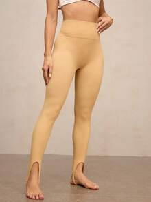 Activina Women's Solid Color Tight-Fitting Versatile Seamless High Elasticity Sports Leggings - Khaki - View 5