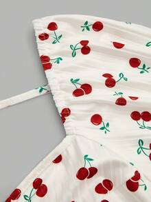 Sweetra Mono de talla grande con estampado de cerezas, cuello en forma de corazón, espalda acanalada y lazos en los hombros - Multicolor - Ver 7