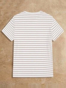Manfinity VCAY Men's Striped Crew Neck Casual Versatile Short Sleeve T-Shirt - Pink - View 3