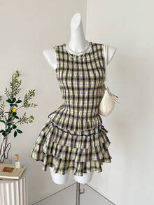 Muvela Women's Casual Plaid Sleeveless Slim Fit Blouse, Spring/Summer - Multicolor - View 3