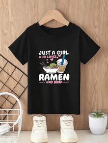 Kids' Big & Tall Casual Printed Crew Neck Short Sleeve T-Shirts - Colorful Graphic Tees for Fall Students' Daily Wear - Negro - Ver 2