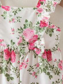 Souflis Souflis Baby/Toddler Girl Casual Fashionable Vacation Ruffle Sleeve Striped Woven Bowknot Front Yellow Jumpsuit, New Spring/Summer - Multicolor - View 5