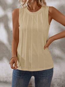 EMERY ROSE Áo ba lỗ trơn màu cơ bản dành cho nữ, mùa hè - Màu be - Xem 6