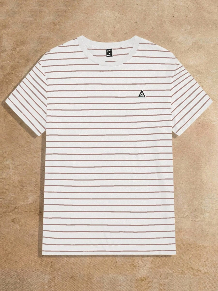 Manfinity VCAY Men's Striped Crew Neck Casual Versatile Short Sleeve T-Shirt