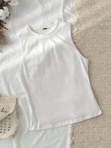 Tseoso 3 件装女式休闲纯色圆领修身吊带背心，黑色/白色/灰色，百搭日常穿着，夏季返校 3 件装基本款上衣紧身上衣基本款背心棉质基本款上衣女式基本款上衣 - 彩色 - 查看 5