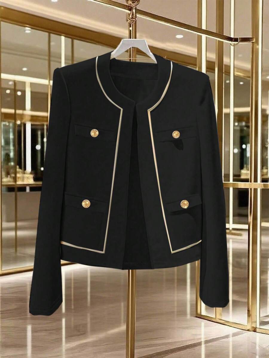 GlowEve 女士时尚优雅开襟羊毛衫 - 黑色 - 查看 1