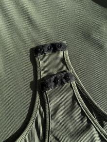 Comfortcana 夏季标语图案撞色绑带紧身衣