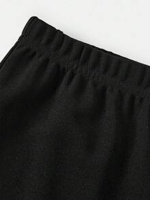 SHEIN Serisse Kids 少女宽松针织提花圆领套头衫和喇叭裤两件套 - 淡紫色 - 查看 5