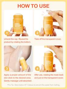 SlowSunday Vitamin C Brightening Skin Stick, With Vitamin C, Vitamin E & Niacinamide, Improve Dullness, Brightening, Smooth The Skin, Even Skin Tone, For The Underarms, Knees, Elbows & Bikini Line, Cozy Winter Styles, Suitable For Winter, Y2K, For Valentine's Day, Valentines Gift, Valentines Day Gift, Ideal For Party - White - View 5