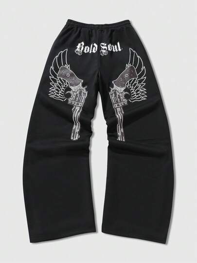 Pantalones de chándal casuales con estampado de moda para hombres, uso diario minimalista