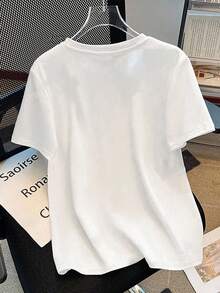 EMERY ROSE 女士卡通狗印花休闲宽松圆领短袖T恤 - 白色 - 查看 2