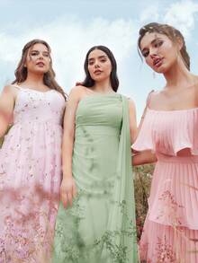 Aureia Gaun Bridesmaid Chiffon dengan Bahu Asimetris dan Detail Draperi (Dewasa) - Rumput Hijau - View 7