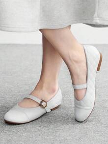 CUCCOO BIZCHIC Women's Buckle Design Casual Fashionable Flat Shoes - White - View 4