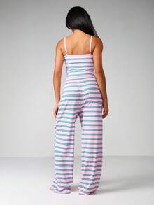 MISSGUIDED Bộ đồ ngủ gồm áo ba lỗ kẻ sọc và quần ống rộng có dây rút ở eo co giãn, thoải mái khi mặc và thư giãn - Nhiều màu - Xem 2