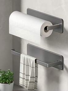 2件/1件浴室卫生纸收纳架，免打孔铁架，适用于纸巾盒和卷纸架，多功能收纳架，适用于厨房和浴室 - 彩色 - 查看 4