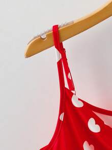 GlowEve Camiseta de satén con estampado de corazón, cuello en V profundo y diseño de tirantes finos, elegante para ir al trabajo, la oficina, de vacaciones, citas, cenas, al aire libre, primavera/verano - Multicolor - Ver 4