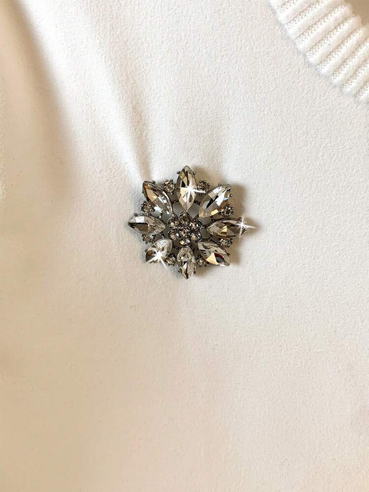 Conjunto casual de top de manga corta con decoración de rhinestones en cuello redondo y minifalda, adecuado para vacaciones y uso diario - Blanco - Añade 6