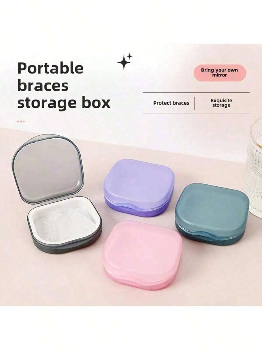 1pc Portable Dental Retainer Case, Invisible Braces Box, Multi-Functional Storage Box, Moisture-Proof, Odor-Resistant, Sealed Design, For Orthodontic Appliances Protection - Multicolor - View 1