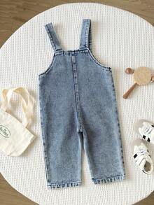 Playful Pals Süßes Cartoon-Muster bestickte Baby Jungen Lässig Jeans Latzhose, niedlich & modisch für Outdoor, Alltag, Party, Schule, Zuhause - Mittele Waschung - Übersicht 2