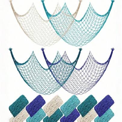 1 Tấm lưới đánh cá treo tường bằng đay lớn trang trí bằng sợi tự nhiên mộc mạc chủ đề hàng hải cho nàng tiên cá cướp biển dưới nước Hawaii tiệc bãi biển phông nền mùa hè trang trí phòng nghệ thuật treo tường nhà trang trí tự làm