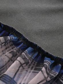 FRIFUL Women's Plaid Mesh Flared Skirt