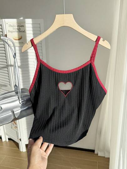 Comfortcana 2pcs/Set Plus Size Hollow Out Mesh Embroidery Camisole And Tank Top, Valentine's Day Collection, Spring/Summer 2024