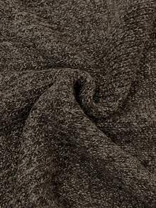 Solivie Crew Neck Long Sleeve Casual Knit Elegant Sweater Dress - Coffee Brown - View 7