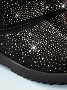 Mini mi #ShinyDreams Kids' Rhinestone Sparkle Pewter Ankle Boots – Cozy, Shiny & Princess-Ready Comfort. - Black - View 5