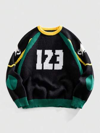 Jersey de punto jacquard para hombre, corte holgado