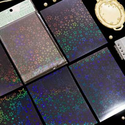 1Pc Colorful Dream Laser Glitter Film Journal Sticker Pack - Cross-Border Waterproof PET Stickers, Journal Material Stickers