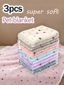 3件套超柔软珊瑚绒和法兰绒宠物毯，温暖舒适的宠物床罩，适用于猫狗，四季通用双面垫，沙发保护垫，可水洗宠物安抚垫，适合大、中、小型宠物，是宠物主人的理想礼物 - 彩色 - 查看 13