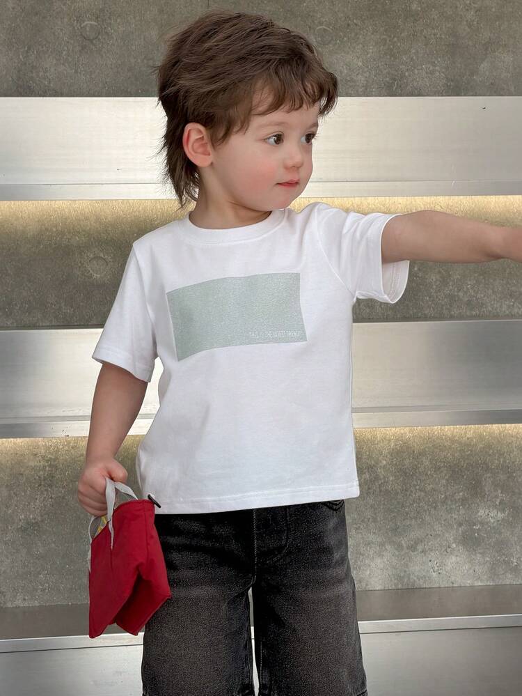 Toddler Boys' Casual Round Neck Short Sleeve Top