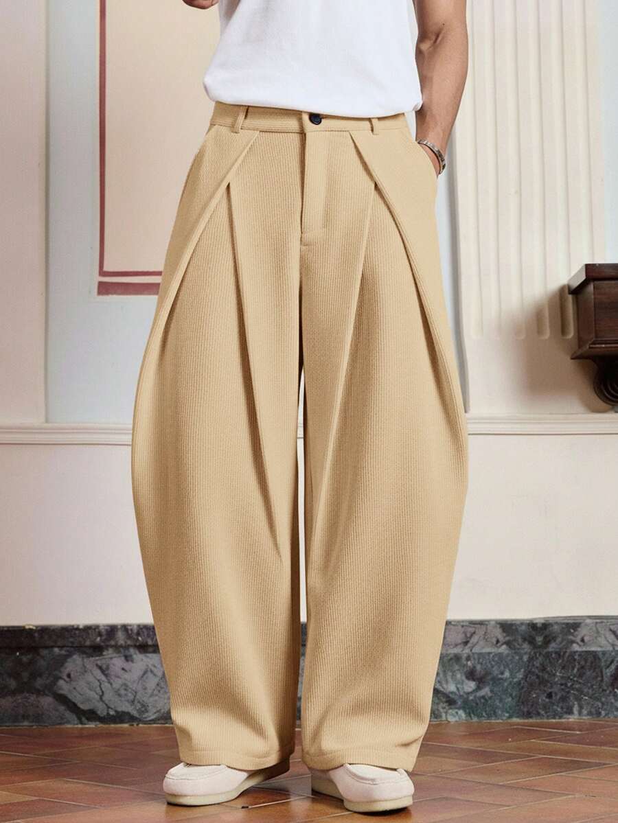 SWAVVY Suéter de punto casual de unicolor con botones para hombre - Amarillo claro - Ver 1