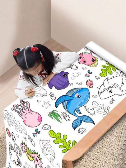 1卷学生涂鸦涂色画纸，可粘贴在墙上，1卷装，适合返校季、母亲节、妈妈礼物、开学季、学习用品