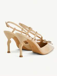 CUCCOO CHICEST Zapatos de tacón con decoración de lazo de cristal elegantes y de moda para fiestas - Albaricoque - Ver 10