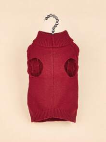 1pc Dachshund Sweater, Long Dog Sweater, Pet Clothing, Solid Color British Style Pet Sweater, Extended Pet Sweater, Minimalist Design, Couple/Best Friend Style, Suitable For Poodle, Basset Hound, Dachshund, Beagle, Corgi, Long Dogs, Cats - Burgundy - View 4