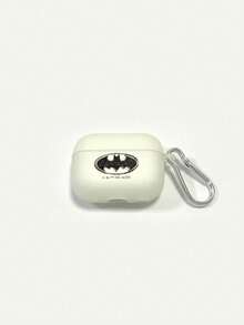 BATMAN X SHEIN Batmunn Earbud Case,Cartoon Glow-In-The-Dark Printed Matte White Earphone Case, Comes With 1 Hanging Hook, Compatible With AirPods - White - View 10
