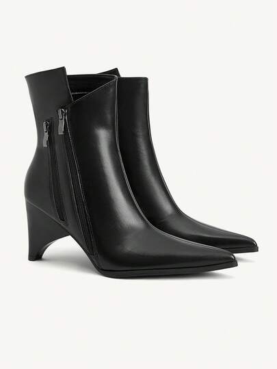 CUCCOO CHICEST 女士休闲优雅侧拉链尖头中筒靴，秋季款