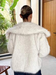 Mélanie ORL Chaqueta de mujer de invierno con cuello vuelto y abertura al frente con pelaje - Gris - Ver 2