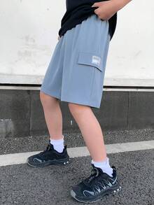 3pcs/Set Kids Tween Boys Casual Loose Leaf Print Pattern Shorts, Black Shorts, Khaki Shorts, Camo Shorts, Cargo Pants, Y2K Style Outfit, Suitable For Spring/Summer, Outings, Valentine's Day, Dates, Travel, Vacations, Family Gatherings, Back To School, Weddings, Evenings, Sports, Birthday Parties - Multicolor - View 9