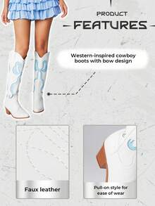 ROMWE Kawaii 女式西式镂空蝴蝶翼刺绣皮革过膝长靴，春秋季新品