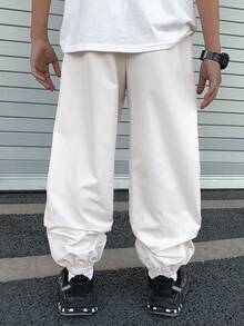 男童休闲韩版宽松抽绳纯色工装裤，适合通勤、上学、日常休闲、旅行、运动，春夏秋冬皆宜。 - 卡其色 - 查看 2
