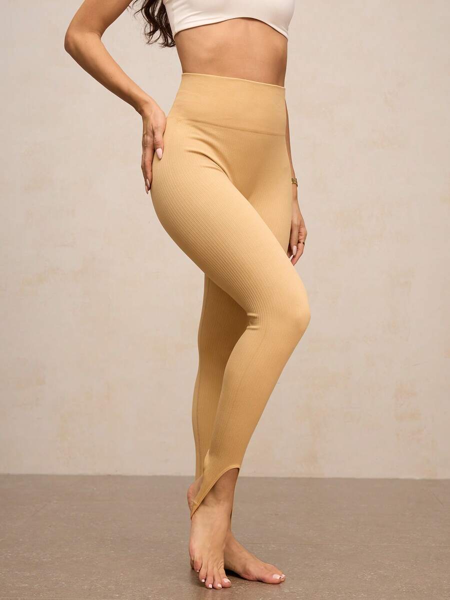 Activina Women's Solid Color Tight-Fitting Versatile Seamless High Elasticity Sports Leggings - Khaki - View 1