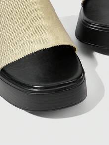 HighSole Giày đế xuồng và sandal đế xuồng đa năng thường ngày dành cho nữ, mùa hè - Màu be - Xem 10