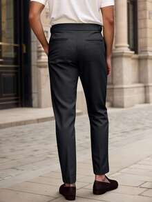 Manfinity Mode Men Buckled Detail Suit Trousers - Black - View 2