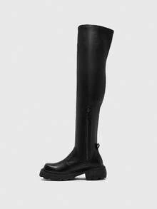 CUCCOO BIZCHIC Women's Fashionable Versatile Commuting Thick Sole Over-The-Knee Boots For Christmas - Black - View 10