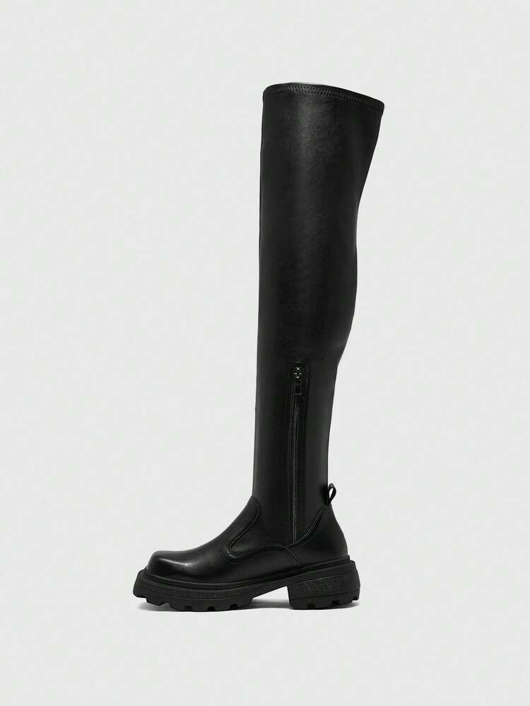 CUCCOO BIZCHIC Botas altas de suela gruesa versátiles y de moda para el transporte diario de mujeres