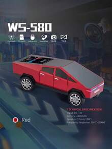 Teckwe WS-580 无线车载音箱，带显示屏，HIFI 立体环绕声，桌面电脑音箱，TF 卡 USB 接口，电池容量：2 节 1200mAh 电池 - 彩色 - 查看 2